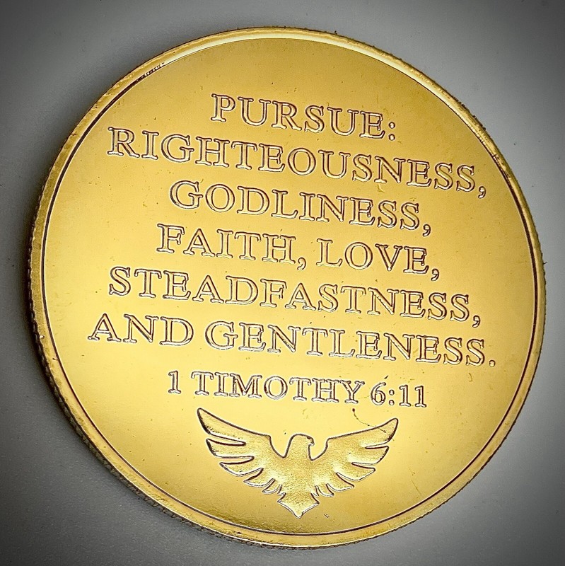 Fight The Good Fight Of Faith-Gold Colored Challenge/Collectors Coin-NEW-Eagle gallery