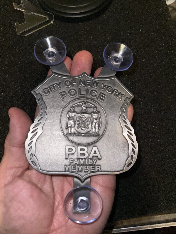 NYPD RARE Antique Silver Windshield Metal Medallion Family Members gallery