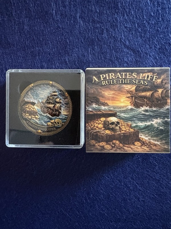 A Pirates Life Rule the Seas 1 oz Copper Round High Relief Coin in Case gallery