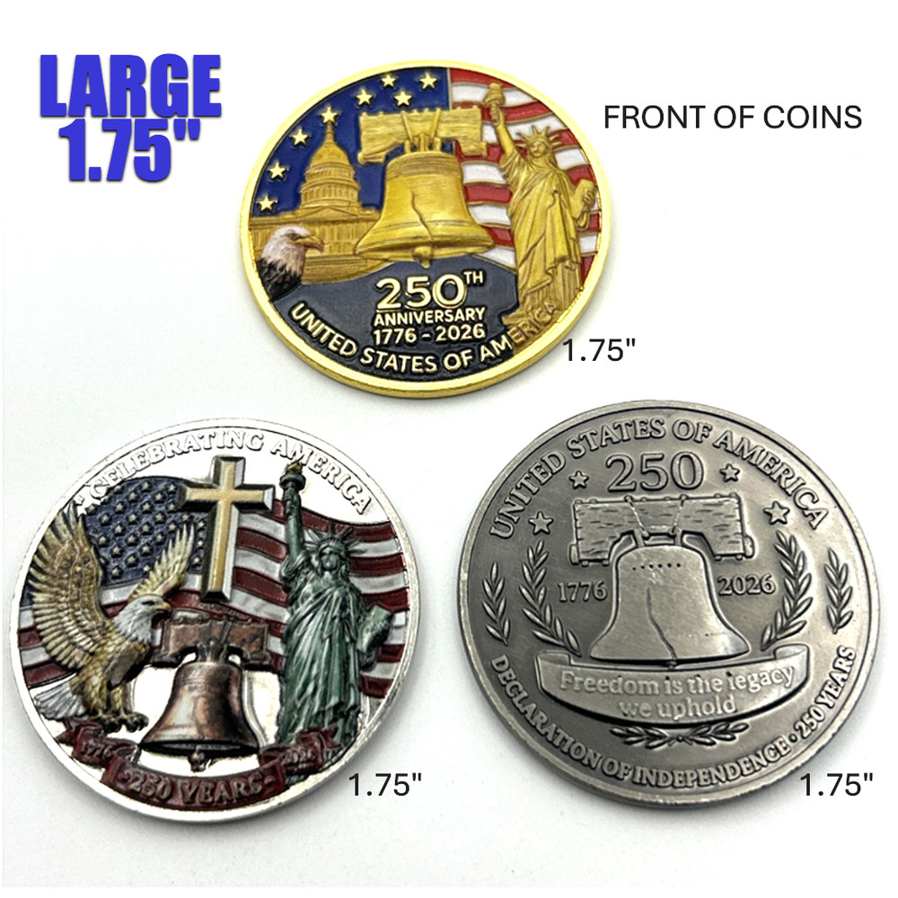 3 Pcs 250TH ANNIVERSARY UNITED STATES OF AMERICA 1776-2026 Commemorative Coins