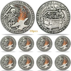 10pc Funny Dumpster Fire Skull Challenge Coin Everything Is Fine Thank You Gifts