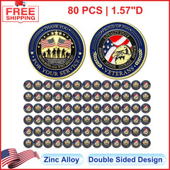 80 Pcs Military Challenge Coins Thank You for Your Service Veterans Appreciation
