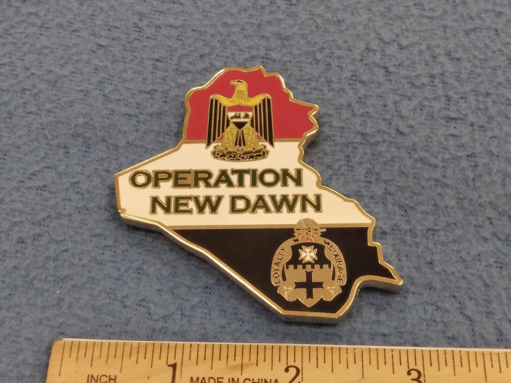 OPERATION NEW DAWN CHALLENGE COIN - NEW - 1-5 CAVALRY BLACK KNIGHTS
