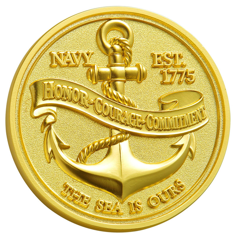 USA Navy Core Values Sailor’s Creed Challenge Coin 1.77 Inch Golden gallery