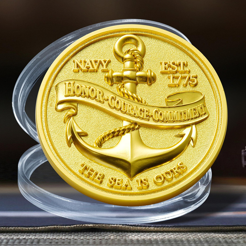 USA Navy Core Values Sailor’s Creed Challenge Coin 1.77 Inch Golden gallery