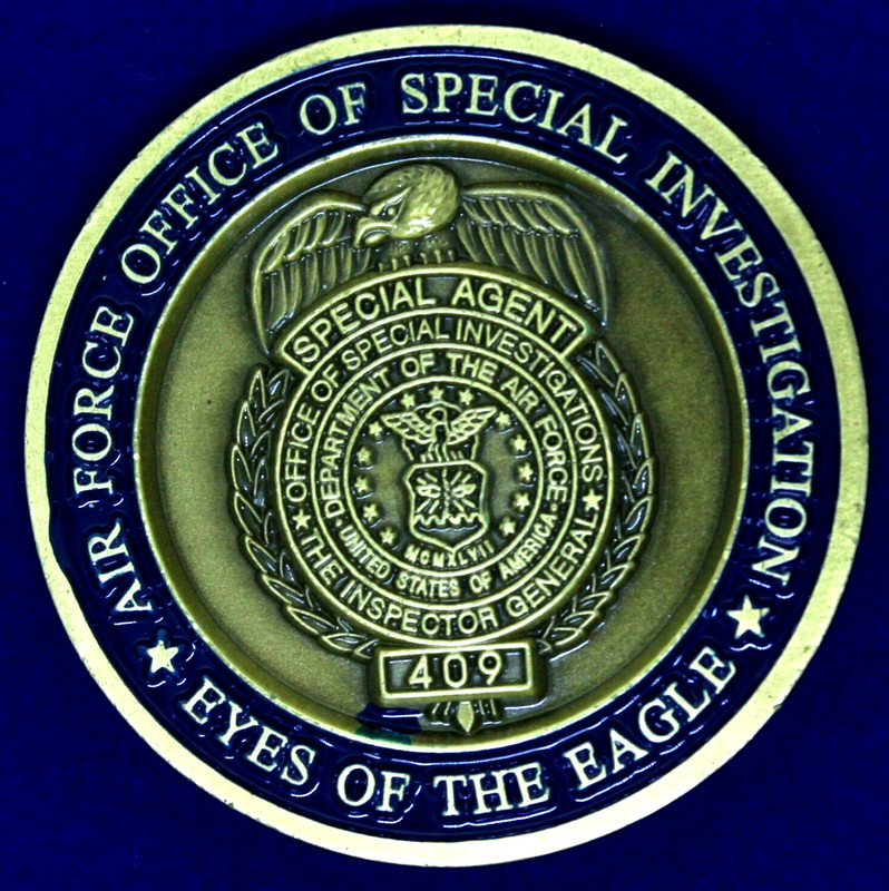 USAF AFOSI OSI Det 409 Lackland AFB Texas Federal Police Challenge Coin C-53 gallery
