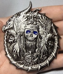 💥Palm Bay Police Florida Skull Pirate Dragon Challenge Coin Silver
