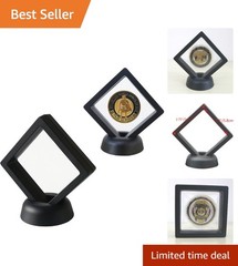 Challenge Coin Display Frames Pack of 2 with Wall Mount and Clear Case