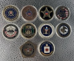 FEDERAL LAW ENFORCEMENT CHALLENGE COIN LOT OF 10 FBI, CIA, NSA, MARSHALS, SS