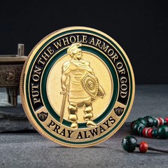 4CM Christianity Souvenir Put on The Whole Armor of God Ephesians Coin Gold