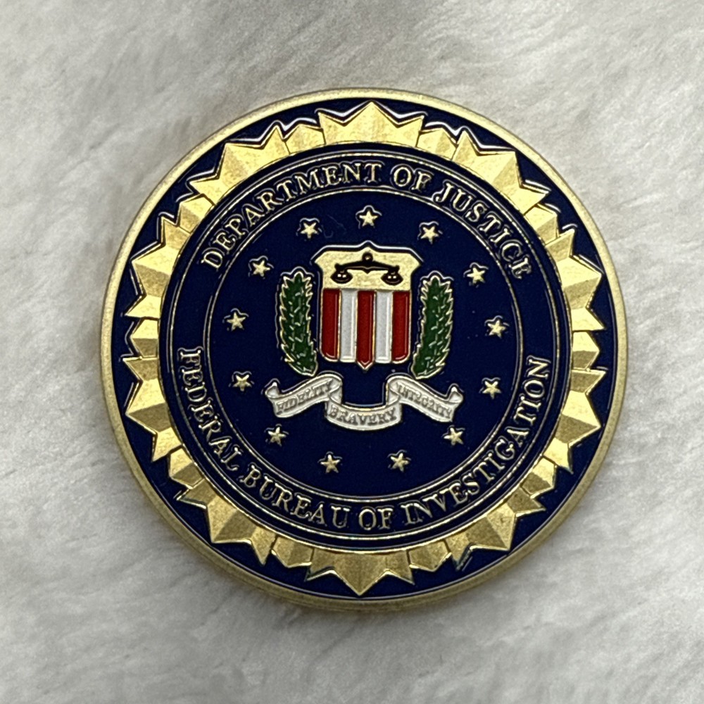 United States Department Of Justice FBI Challenge Coin Comes In Clear Capsule