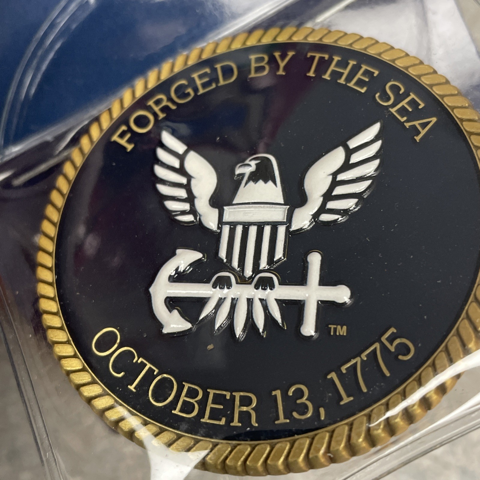 Coin - US Navy 250th Anniversary Color Challenge Coin - 2.25 Size. New In Case - gallery