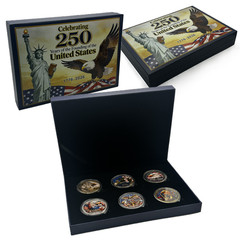 6 Pcs *BOXED SET* 250TH ANNIVERSARY USA 1776-2026 Commemorative Coins