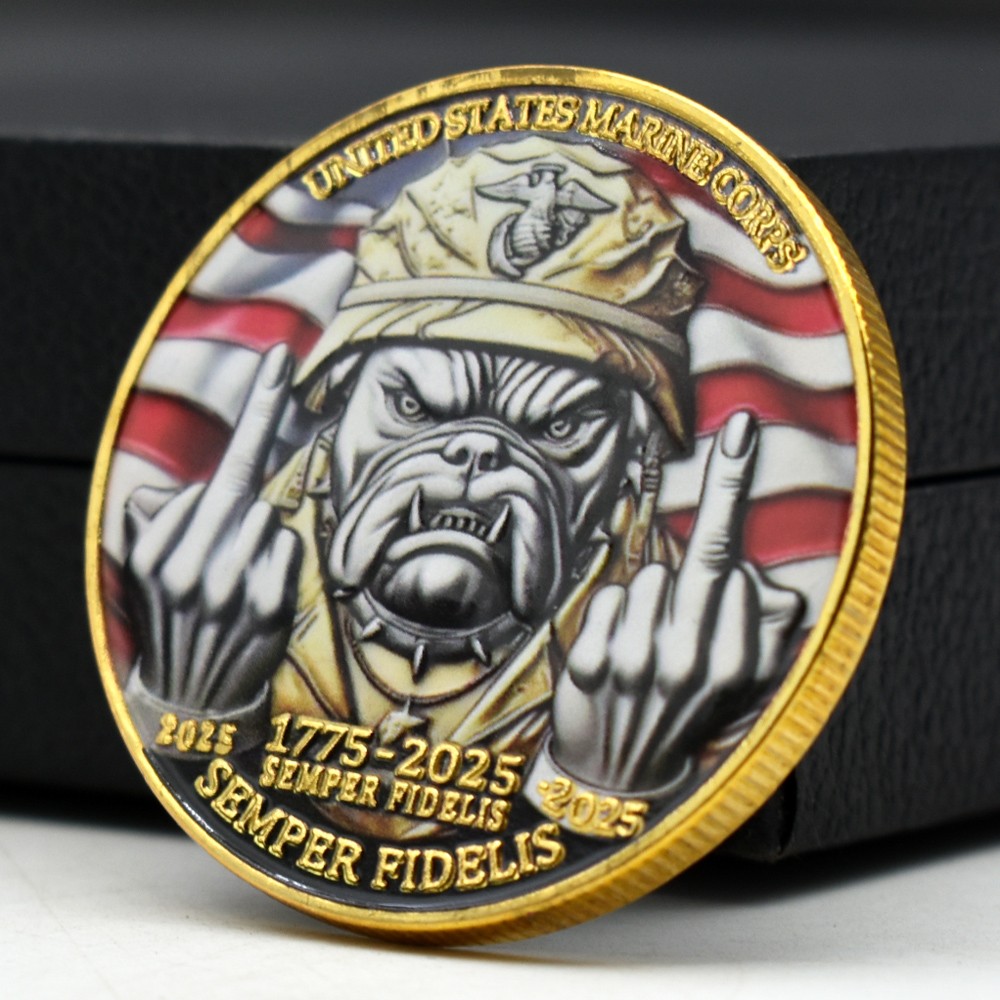 US Marine Corps 250th Anniversary Challenge Coin Bulldog Semper Fidelis Gift