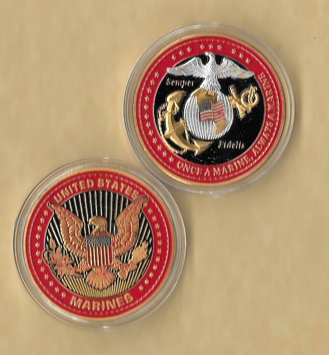 US Marine Corps USMC "Once A Marine Always A Marine" Gold Plated Challenge Coin
