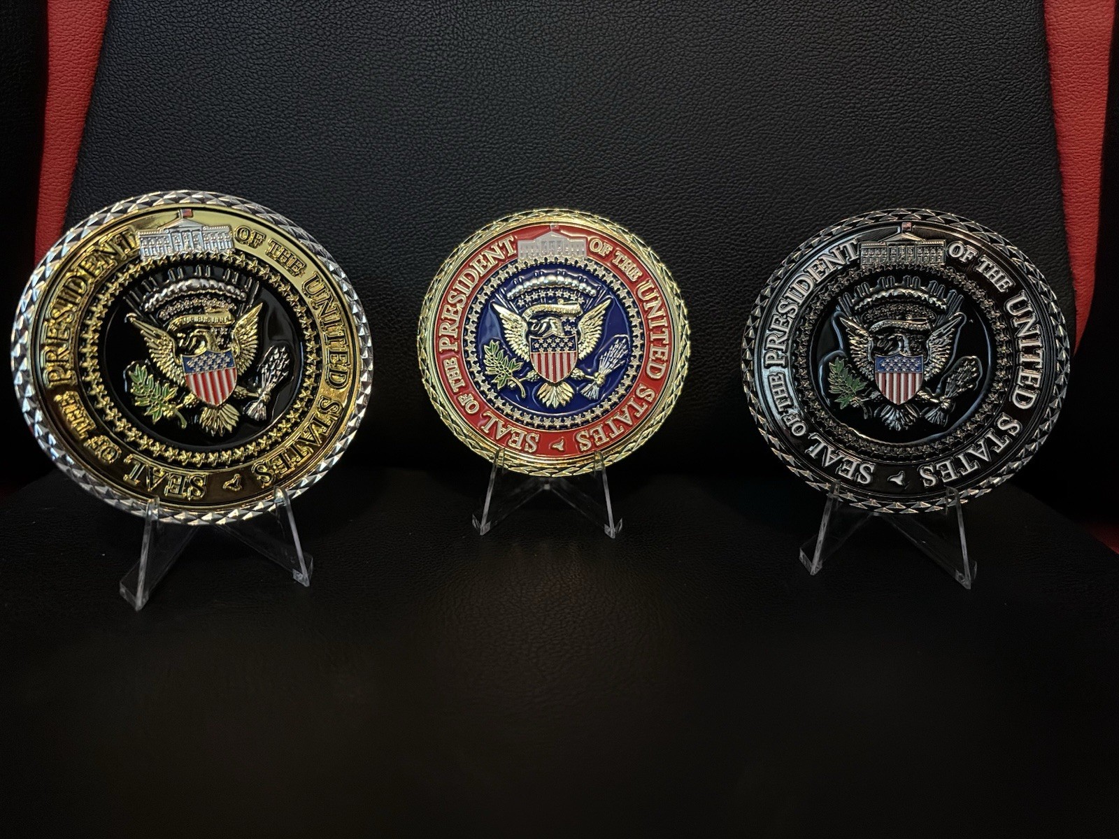 President Trumps Challenge Coin Set. This Is All Three Of The Versions. gallery
