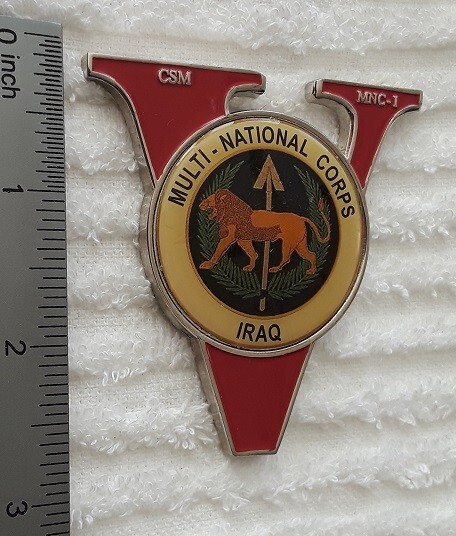 AUTHENTIC ARMY V CORPS in IRAQ MNC-I CSM 2006 AL-FAW PALACE RARE CHALLENGE COIN gallery