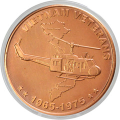 Vietnam Veterans War Helicopter 1 Oz Pure .999 Copper round Challenge Coin in Ca