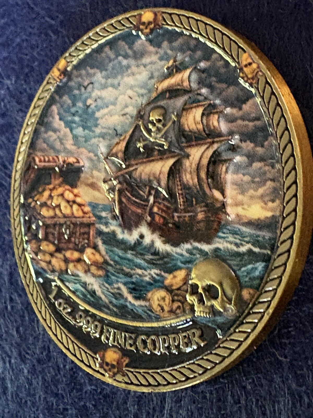 A Pirates Life Rule the Seas 1 oz Copper Round High Relief Coin in Case gallery