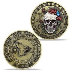 Rose Skull Memento Mori Coin Carpe Diem Coin Stoic Memento Vivere Challenge Coin