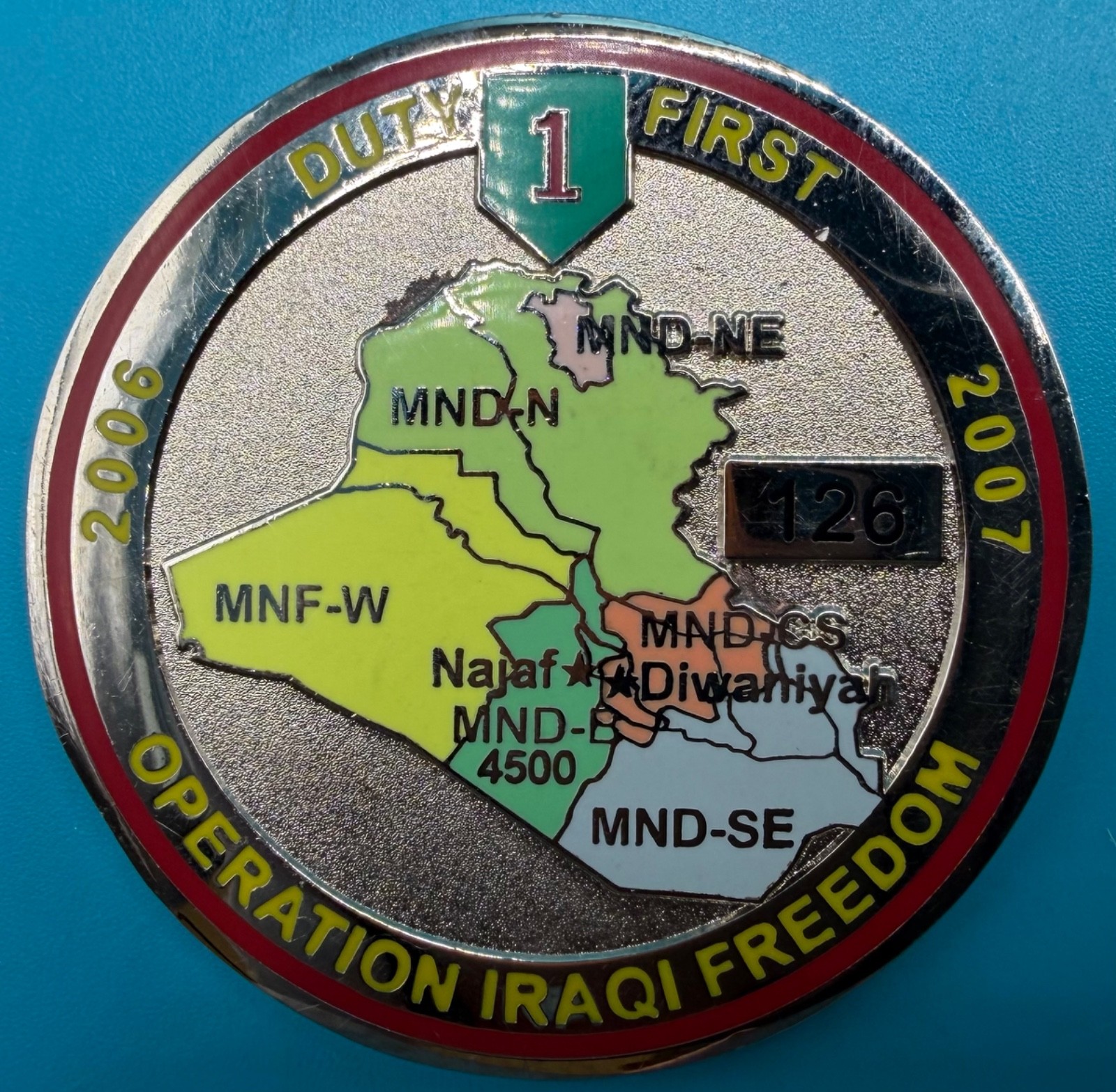 Army 1st ID 5th Regional Border Transition Team OIF 06-8 Military Challenge Coin gallery