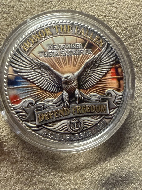 Pearl Harbor Reproduction Coin From 1941 “Never Forget” Defend Freedom! gallery