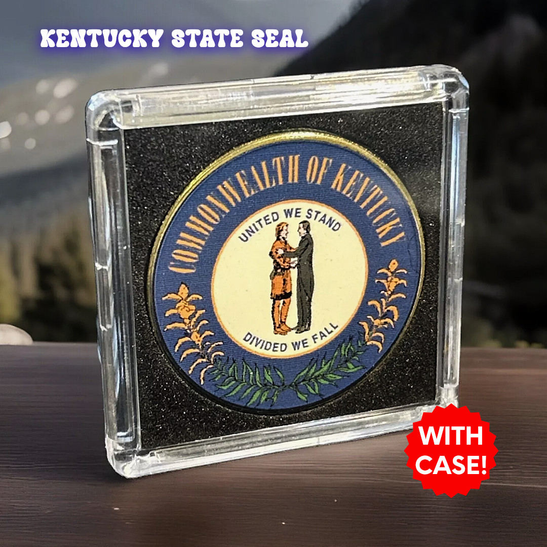 KENTUCKY State Seal Challenge Coin Colorized USA includes Display Case! NEW! gallery