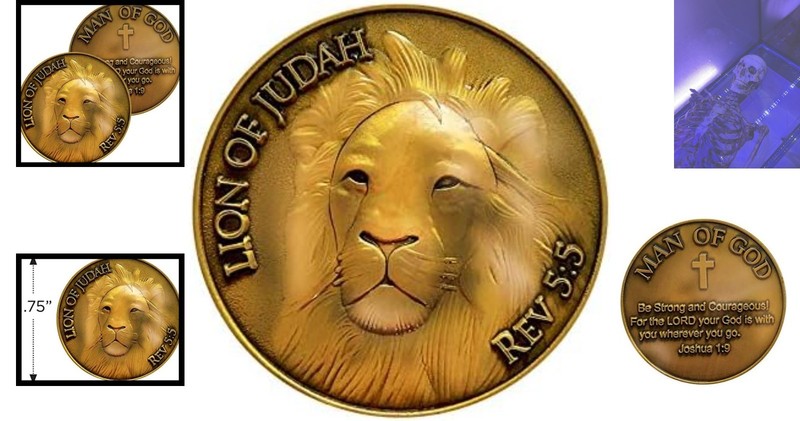 Collectible Antique Gold Token - Lion of Judah Challenge Coin with Bible Verse gallery