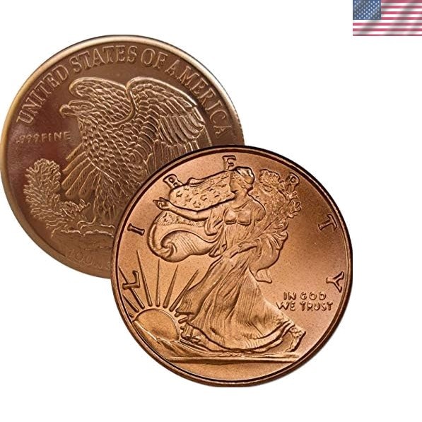 Elegant 1 oz .999 Copper Medallion - Walking Liberty Design in Protective Sleeve gallery