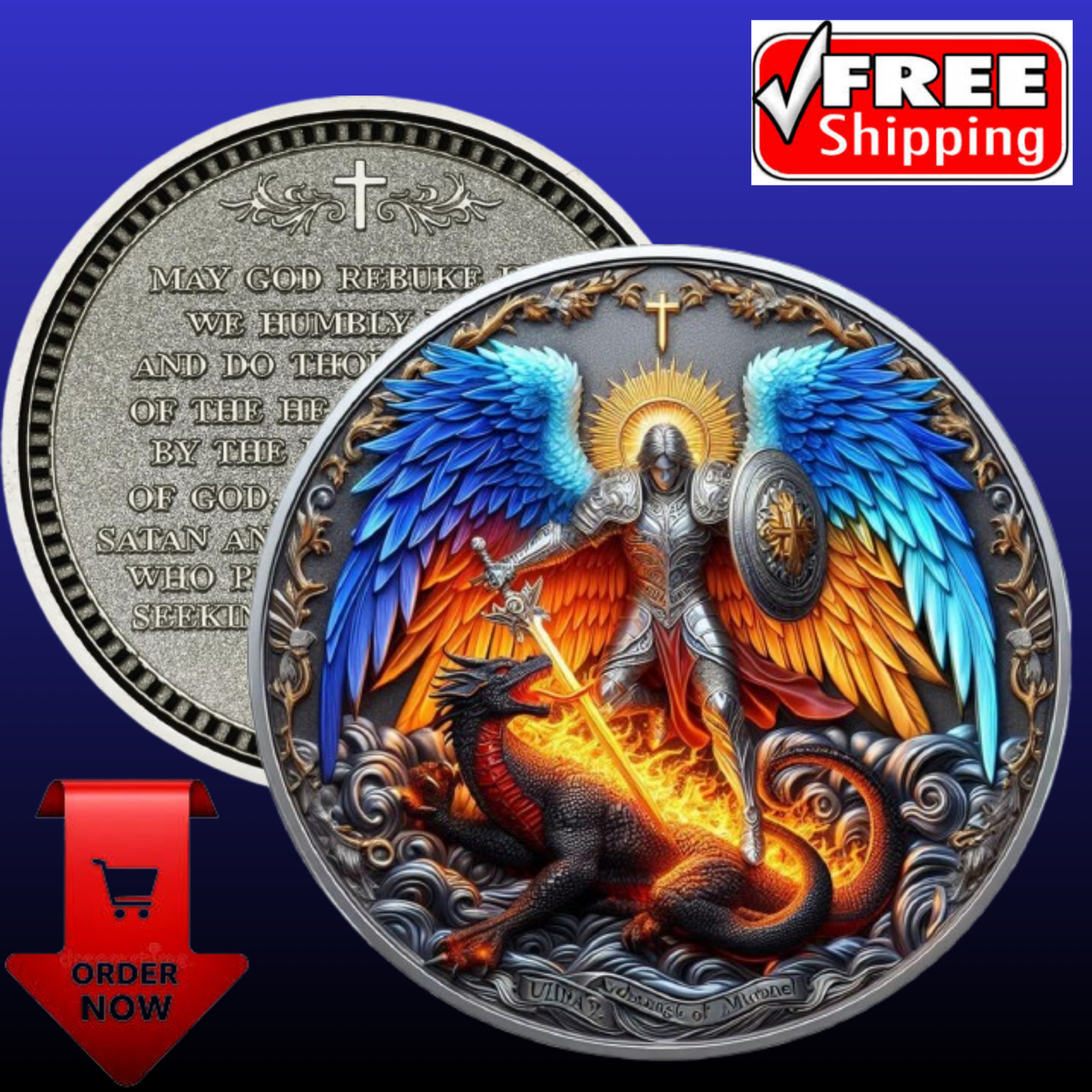 Archangel Michael Challenge Coin | Psalm 91 Protection & Christian Gift Token gallery