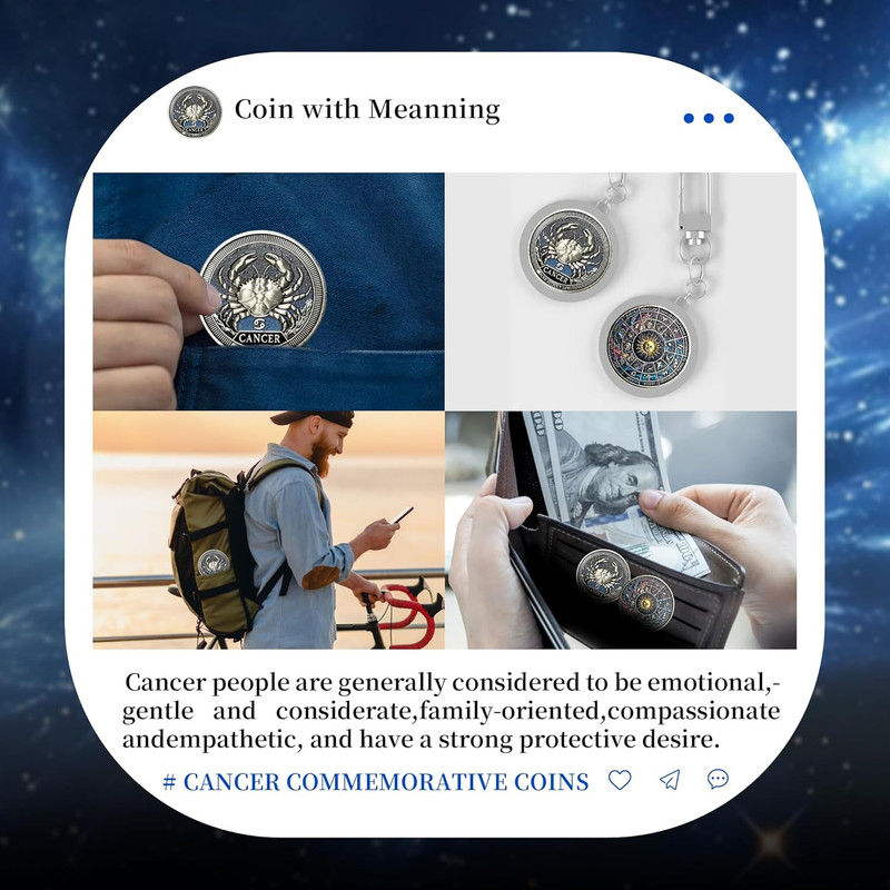 Cancer Zodiac Challenge Coin - Constellation Astrology Gift - Zinc Alloy & Case gallery